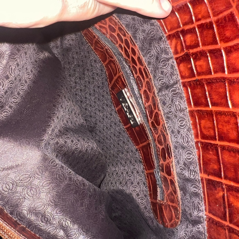 Veari brown crocodile satchel purse - Picture 4 of 11